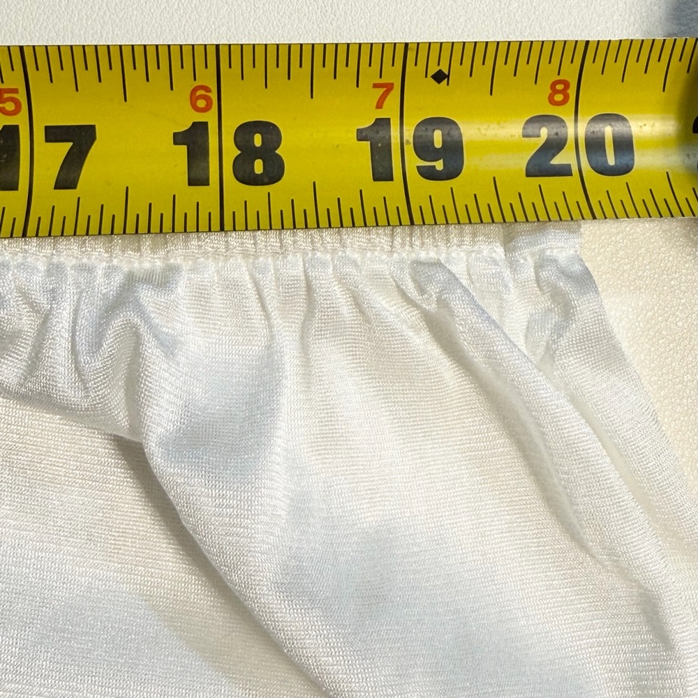 VINTAGE 80s embroidered lace dress skirt slip layer lingerie silky nylon white - Picture 8 of 9